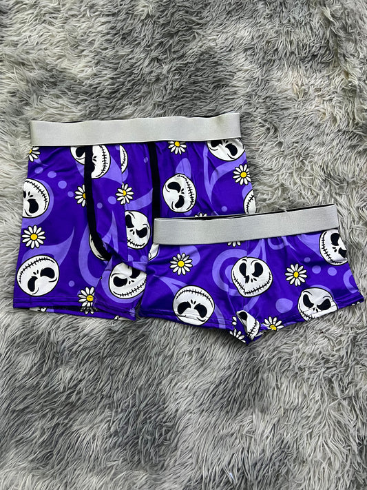 Purple jack matching couples boxer underwear