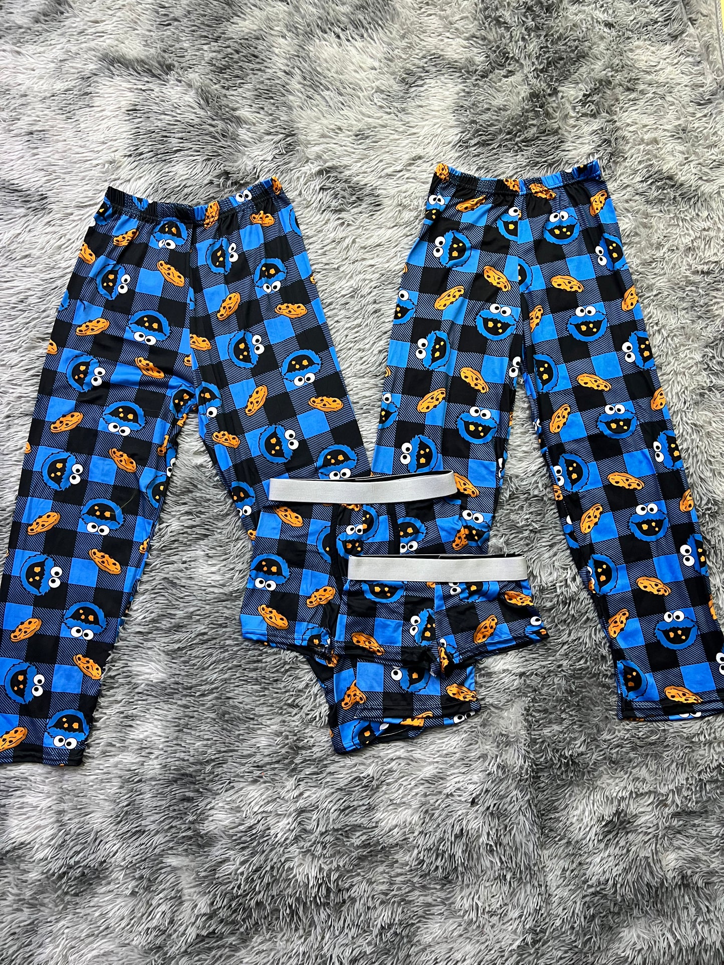 Cookie Monster Blue plaid 5 piece pajama set 🍪😴