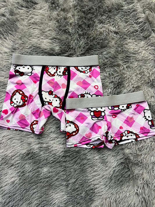 Hello kitty pink paintings
 matching couples boxer underwear