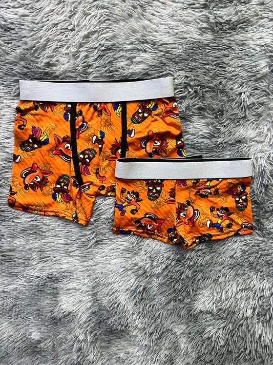 Crash bandicoot matching couples boxer underwear