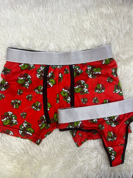 Grinch red matching couples underwear christmas