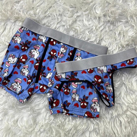 Spider kitty blue couples matching underwear MIXED SIZES