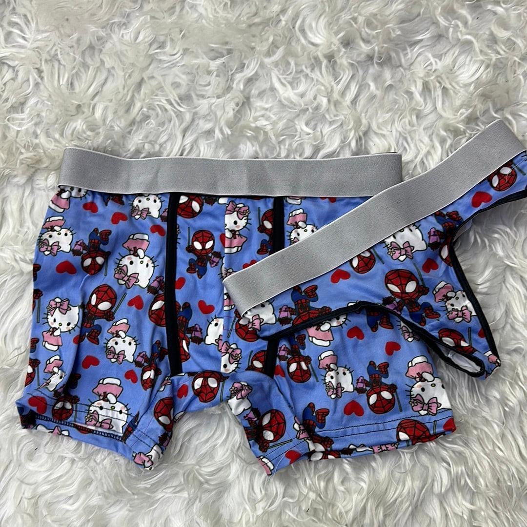 Spider kitty blue couples matching underwear MIXED SIZES