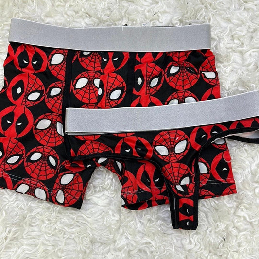 Spiderman deadpool red couples matching underwear MIXED SIZES