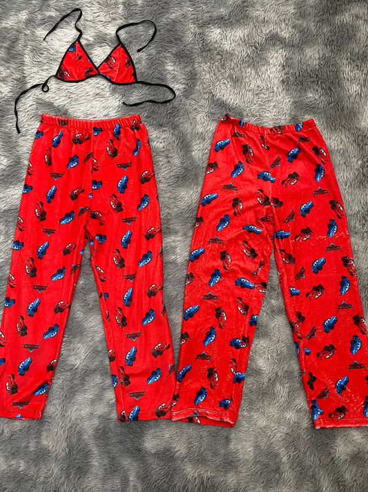 McQueen And Sally Background Red Matching Plushie PJs - Fundies