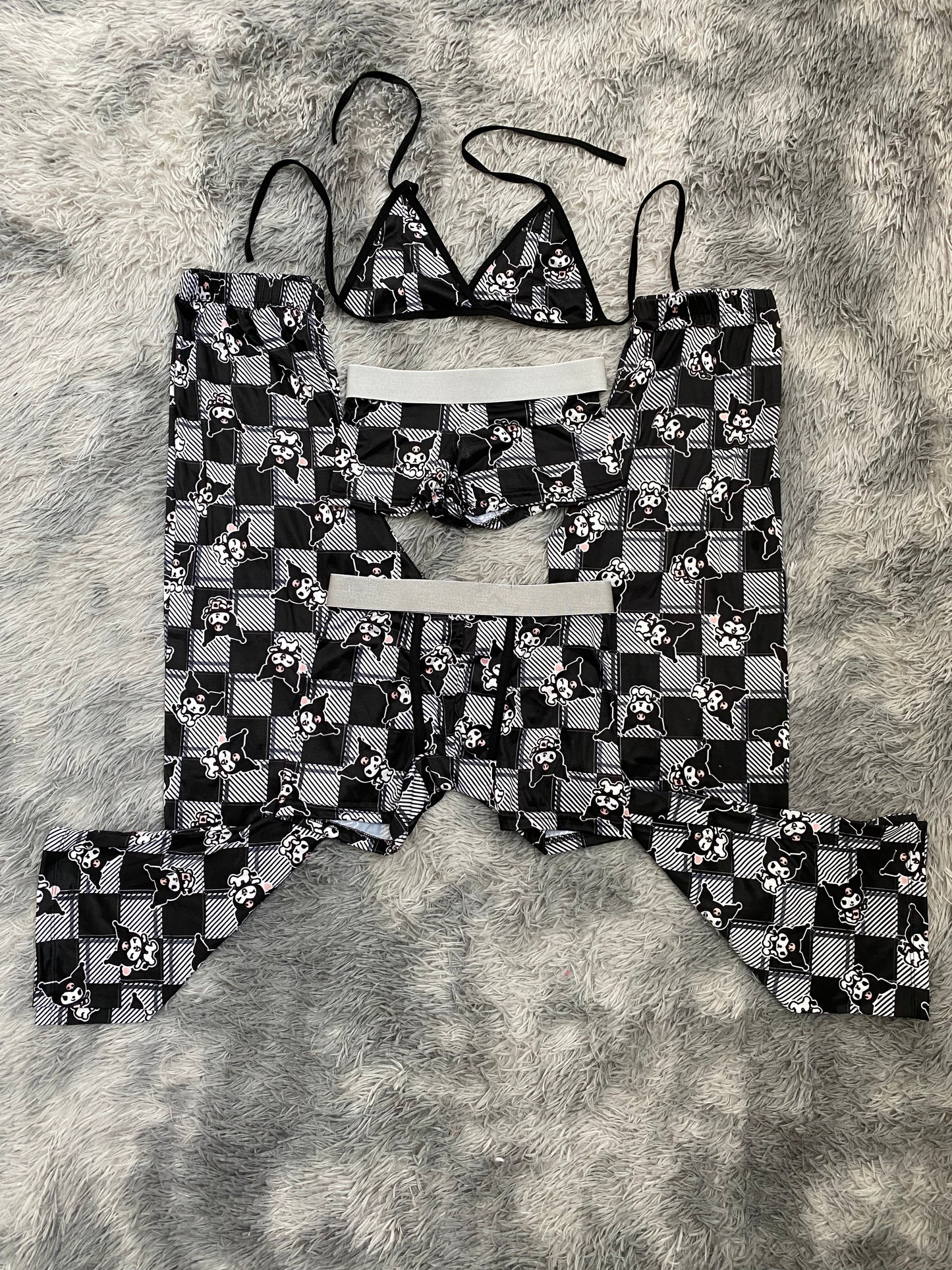 Kuromi Plaid Striped 5 Piece PJ - Fundies