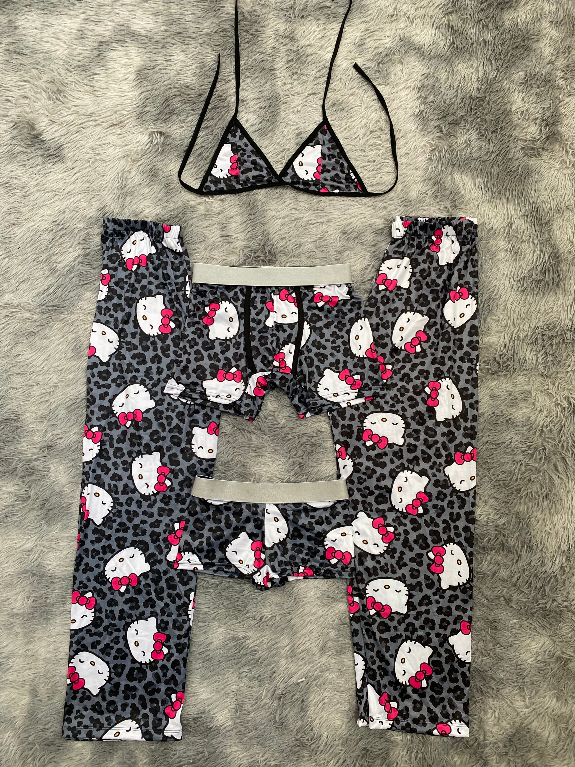Hello Kitty Animal Print Gray 5 Piece PJ - Fundies