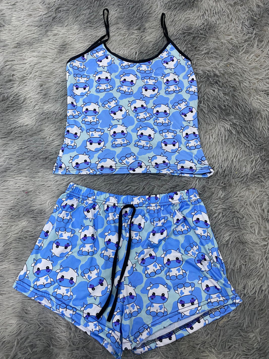 Cow Blue Women's Pajama Set