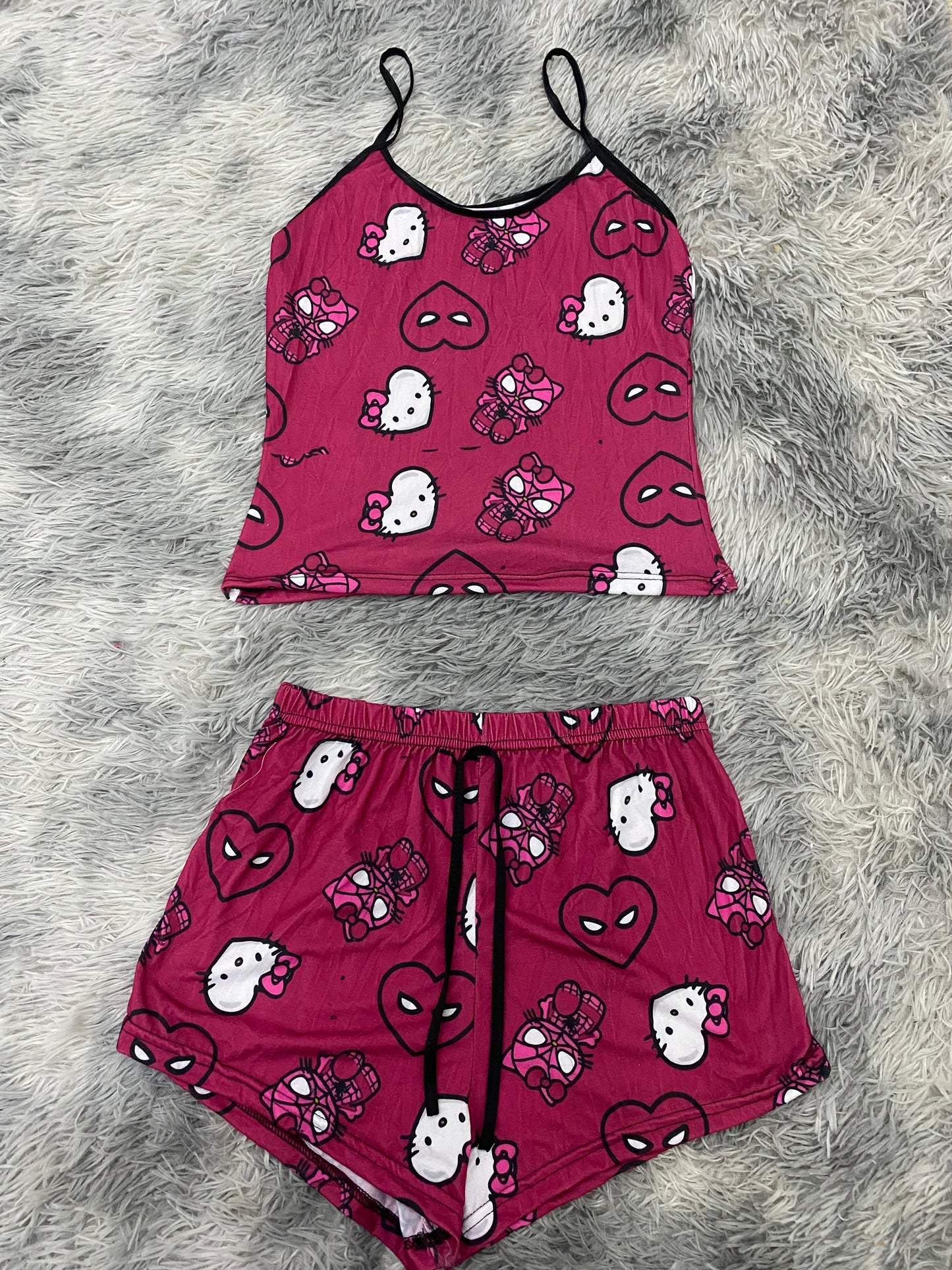 Spider Kitty Wine Women's Pajama Set - Fundies