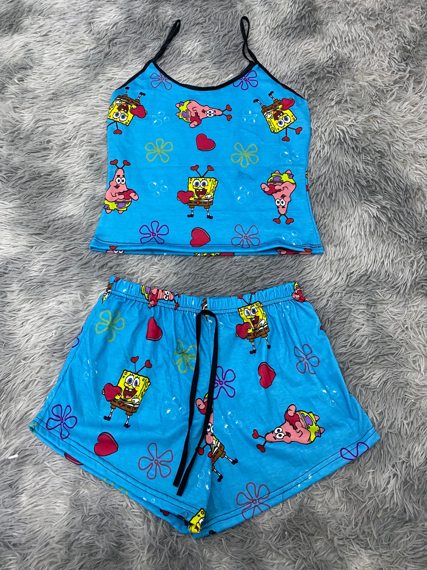 SpongeBob And Patrick Background Blue Women's Pajama Set - Fundies