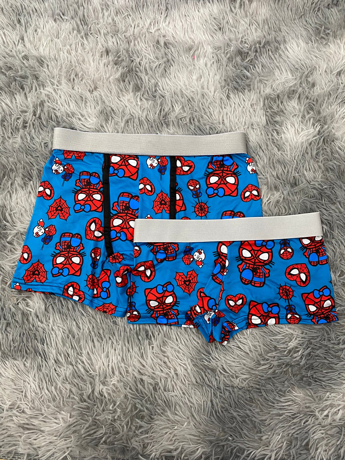 Spider Kitty Blue Kiss Matching Boxer & Boxer Set for Couples