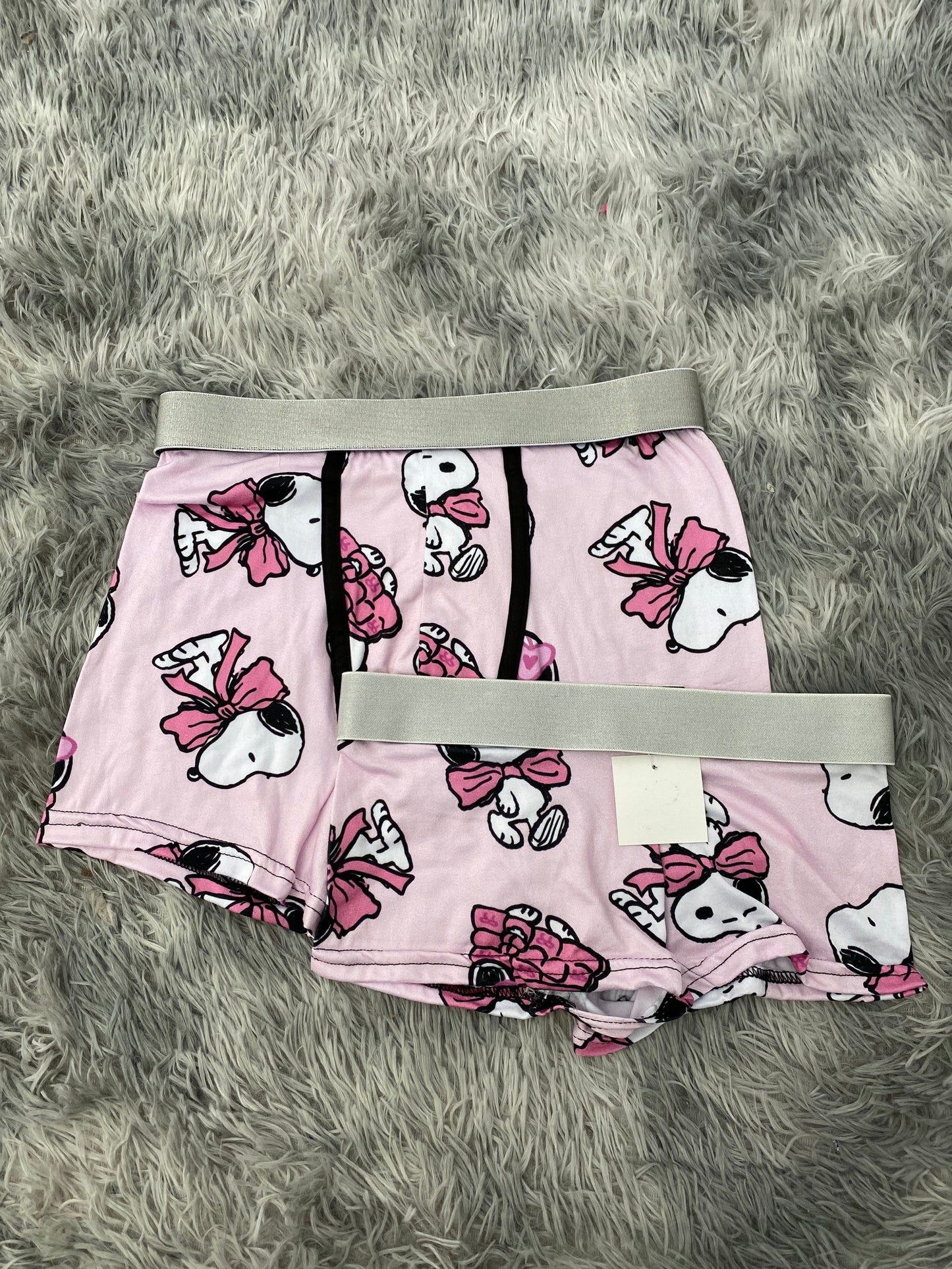 Snoopy Light Pink Matching Boxer & Boxer Set for Couples