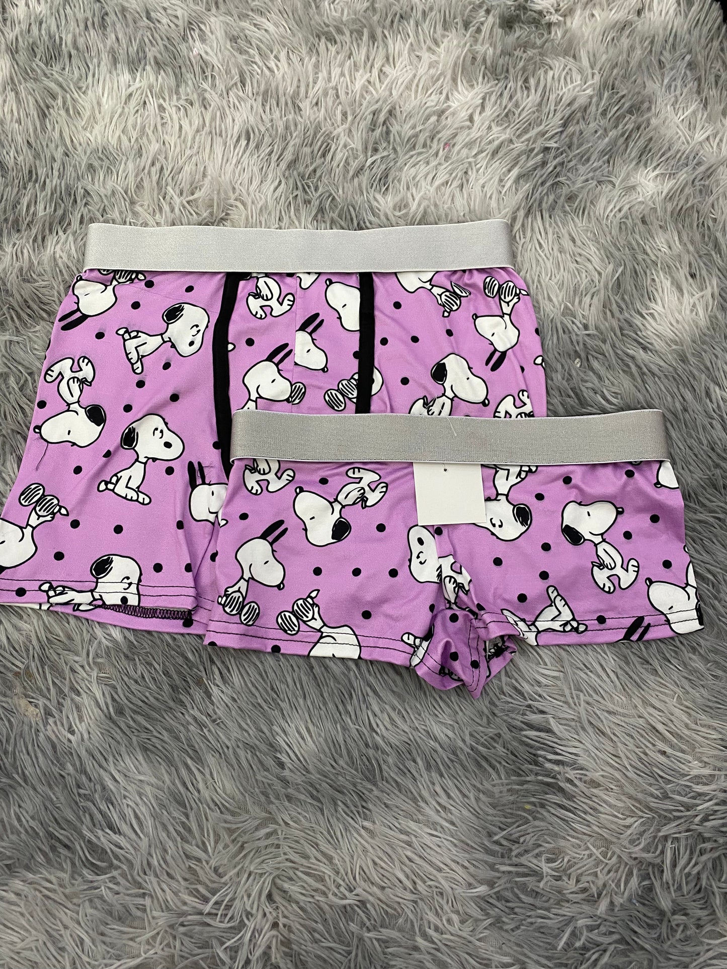 Snoopy Purple Dots Matching Boxer & Boxer Set for Couples