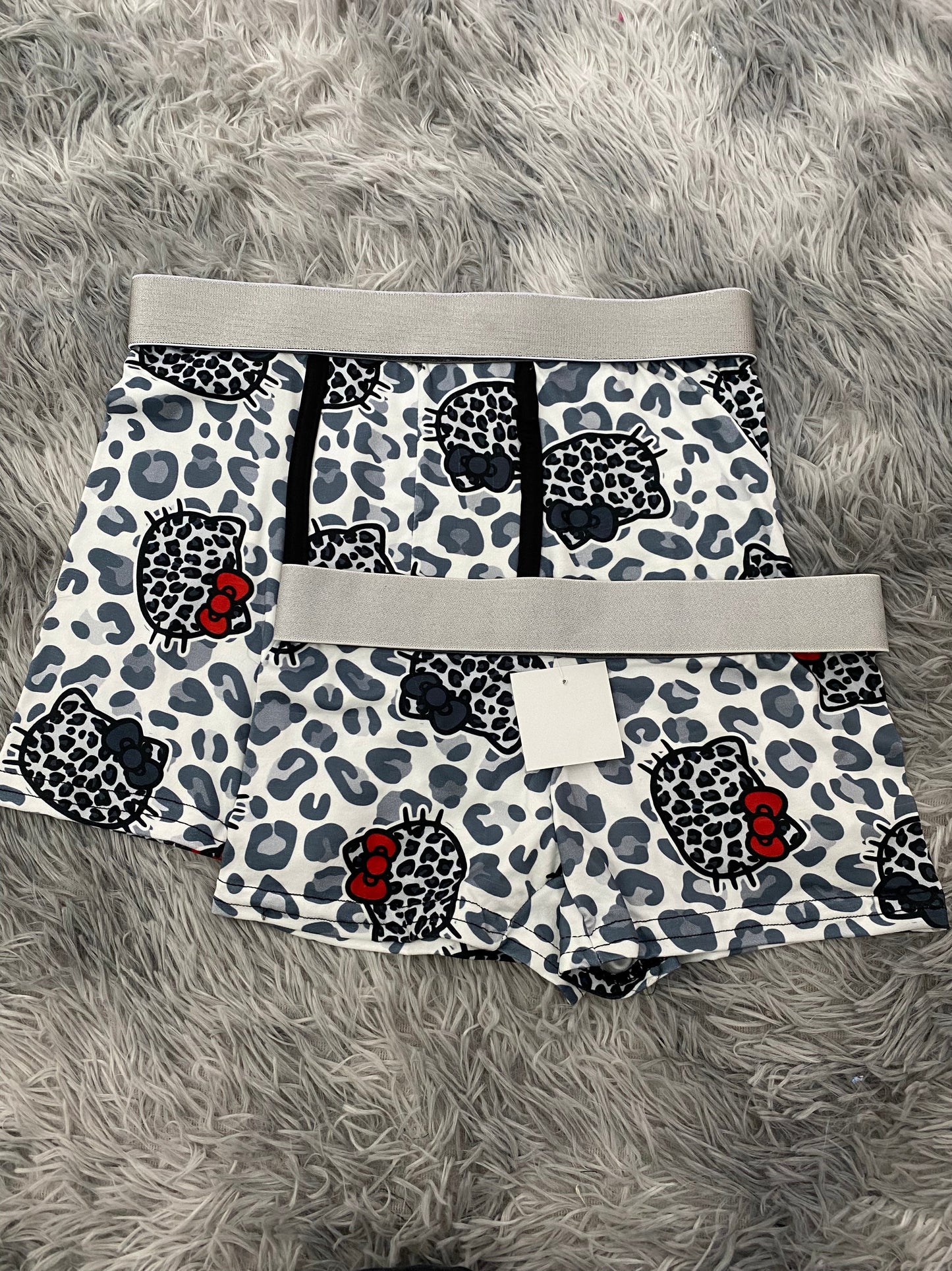 Hello Kitty Animal Print White Matching Boxer & Boxer Set for Couples