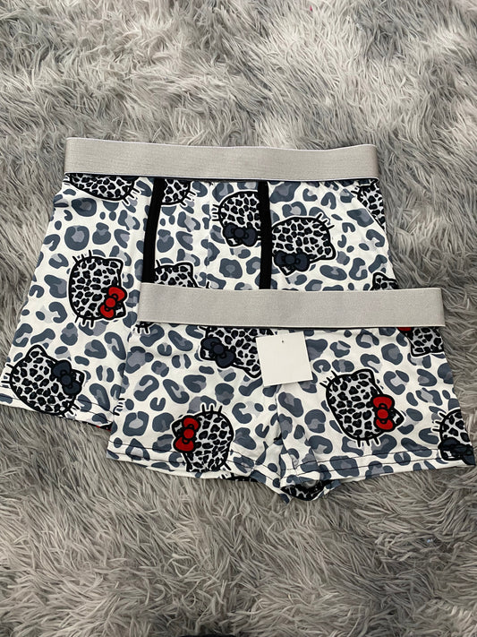 Hello Kitty Animal Print White Matching Boxer & Boxer Set for Couples