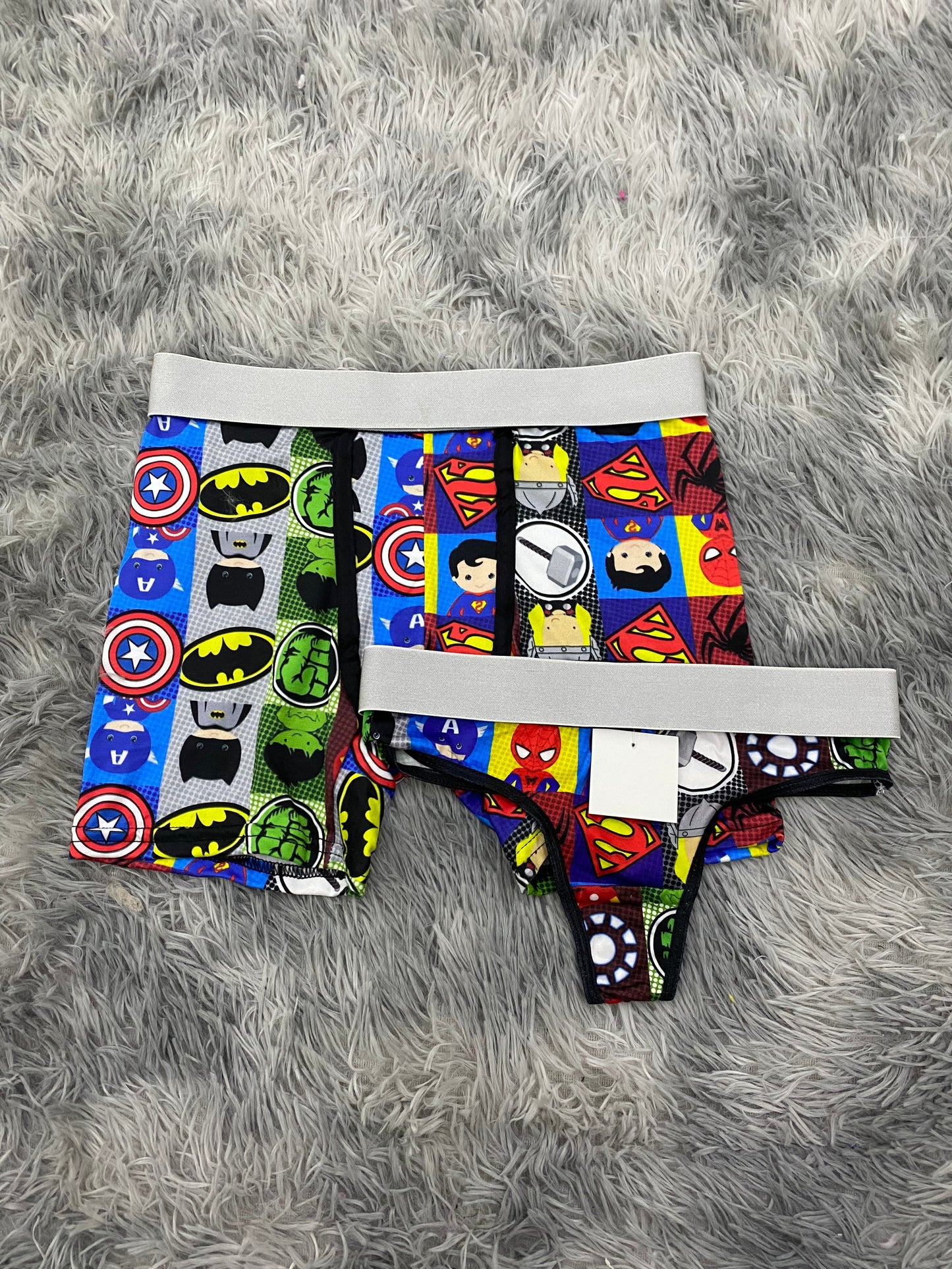 Baby Superheroes Matching Boxer & Thong Set for Couples