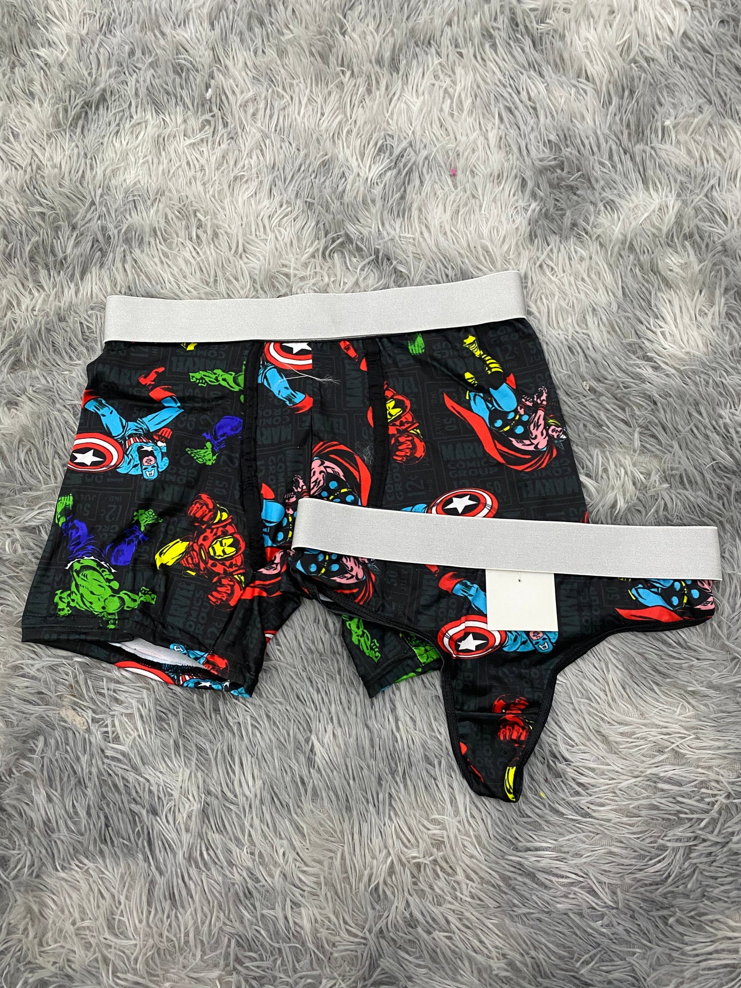Marvel Comics Group Matching Boxer & Thong Set for Couples