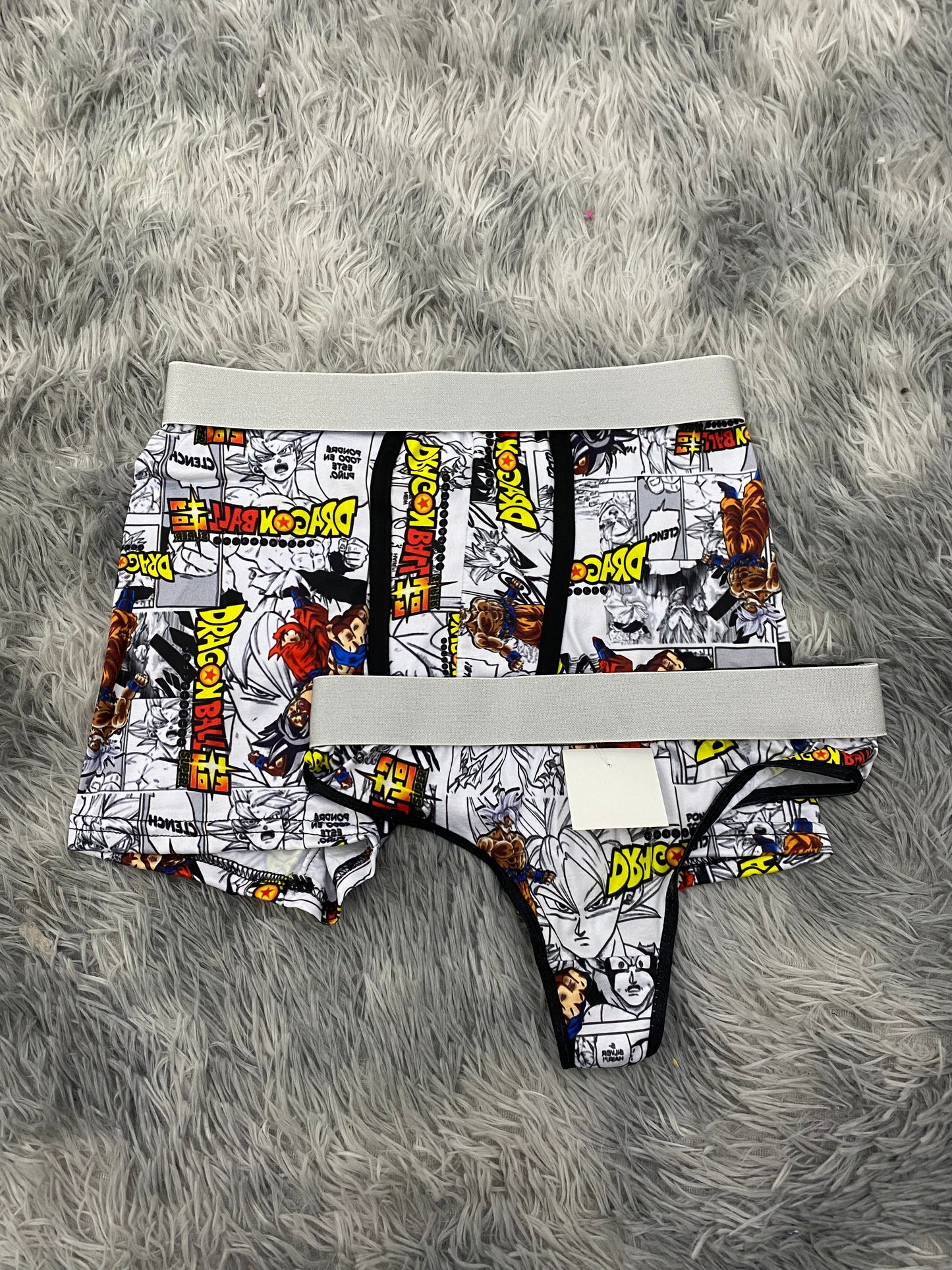 Dragon Ball Comic White Matching Boxer & Thong Set for Couples