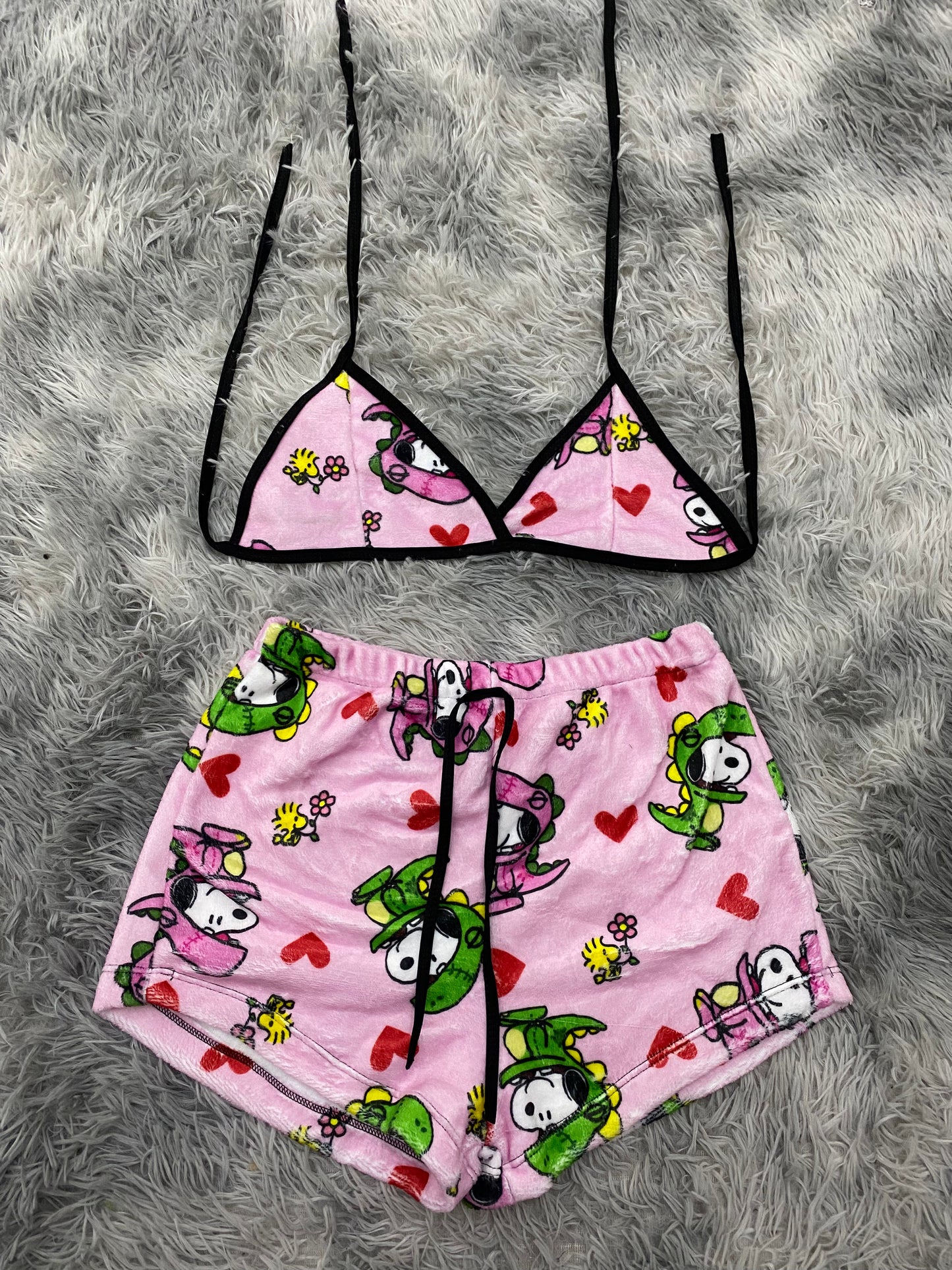 Snoopy Dinosaur Plush Top & Shorts Set