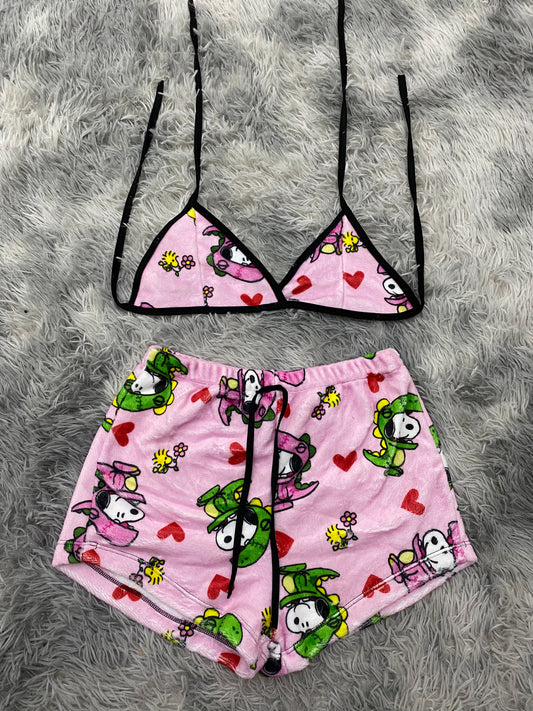 Snoopy Dinosaur Plush Top & Shorts Set
