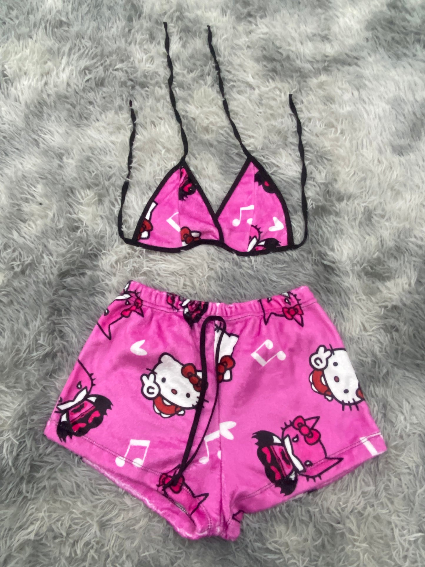 Batman & Hello Kitty Pink Plush Top & Shorts Set