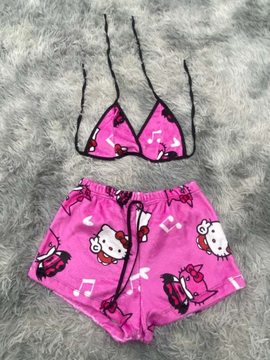 Batman And Hello Kitty Pink Matching Top & Short