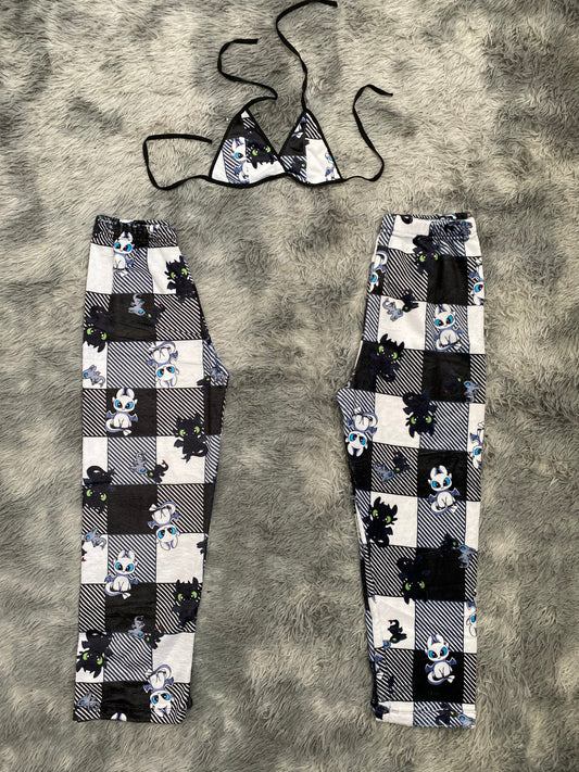 Dragon Plaid Matching Plushie PJs