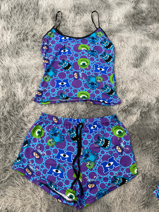 Stitch & Monsters Inc Women's Pajama Set – Top & Shorts