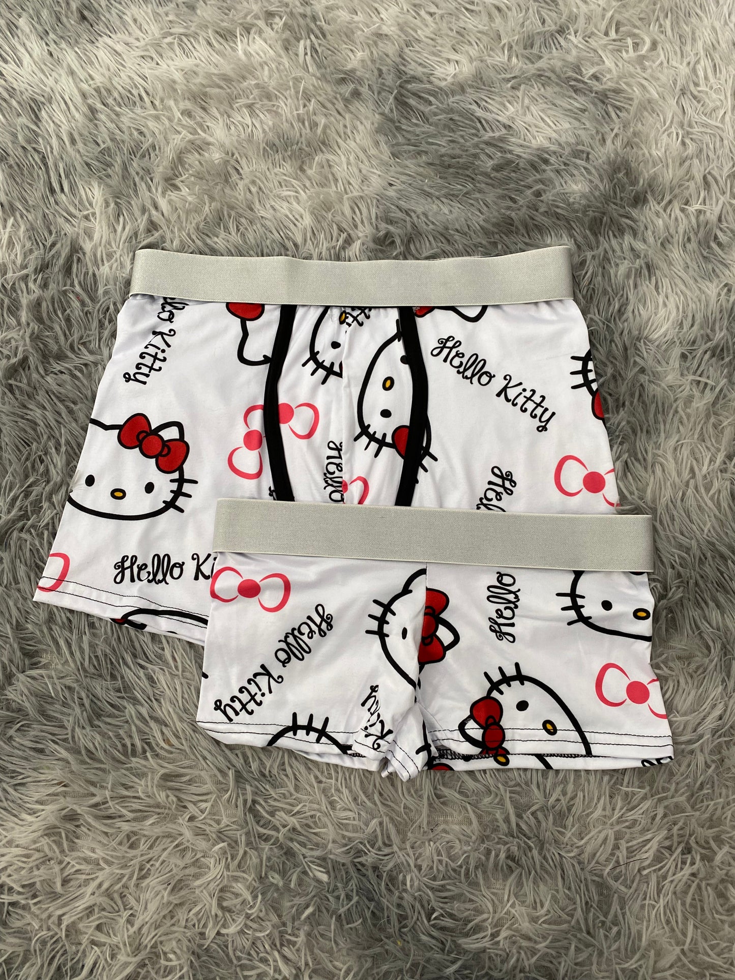 Kitty Bows White Matching Boxer & Boxer Set for Couples