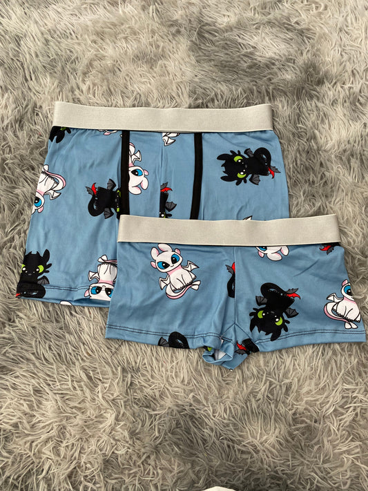How to Train Your Dragon Blue Matching Boxer & Boxer Set for Couples
