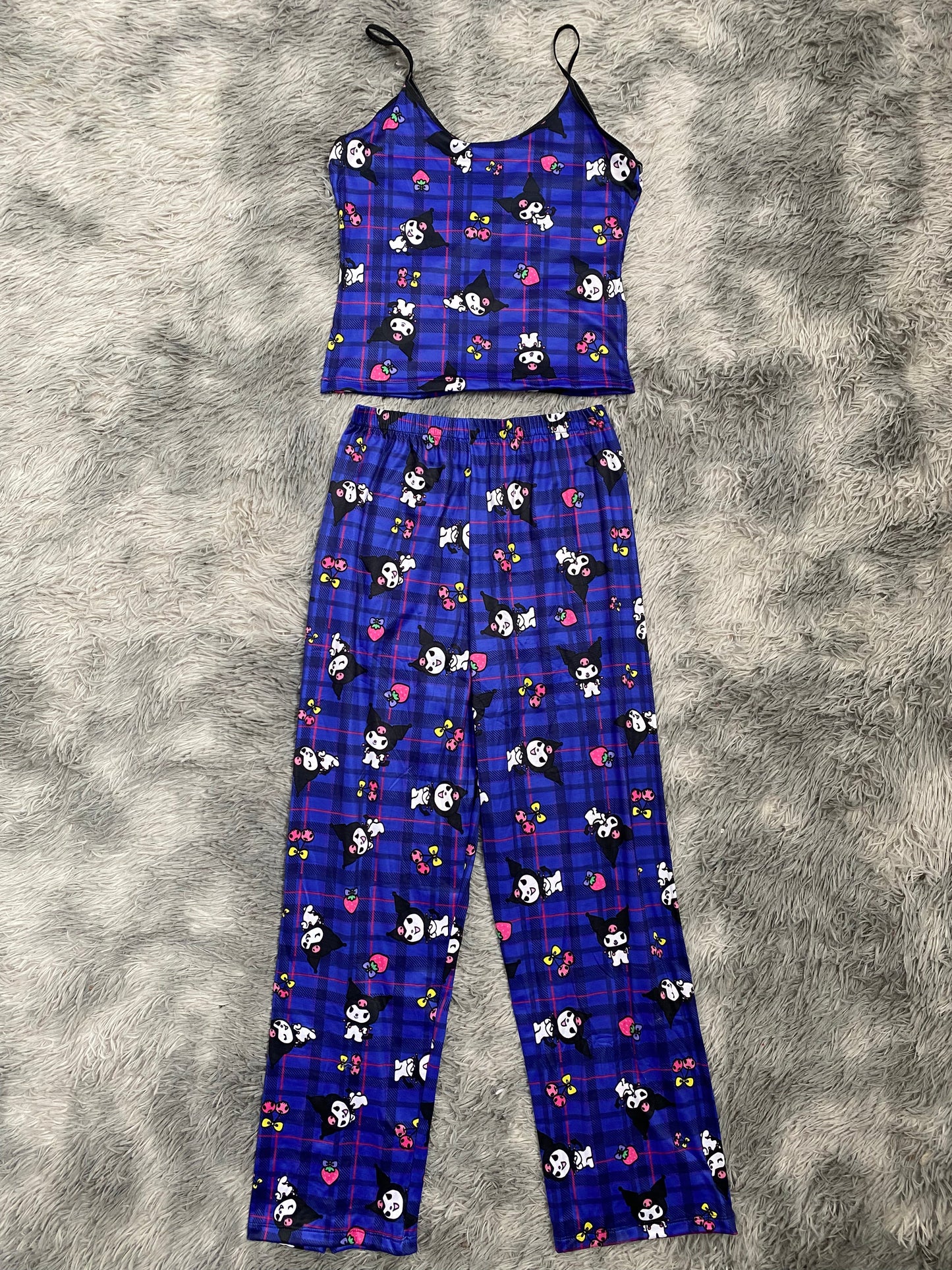 Kuromy Blue Plaid Pajama Top & Pants Set