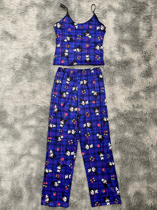 Kuromy Blue Plaid Pajama Top & Pants Set