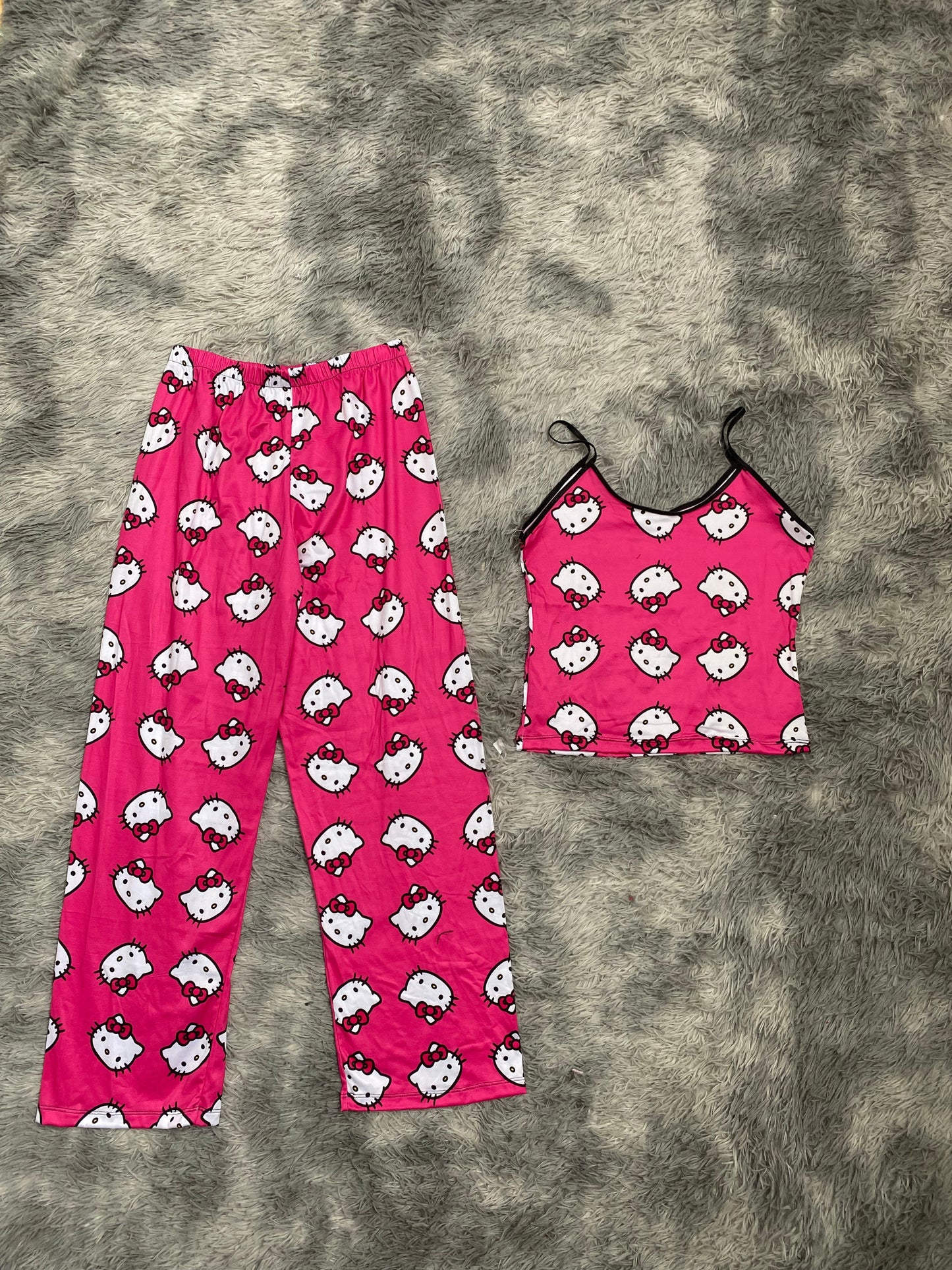Hello Kitty Faces on Pink Pajama Top & Pants Set
