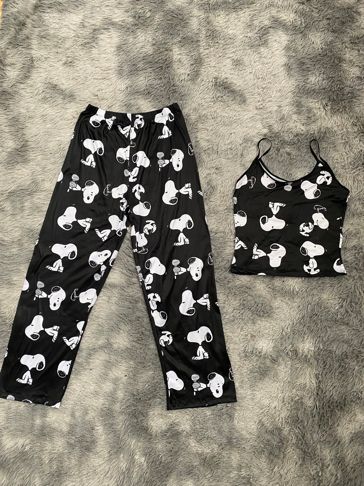 Snoopy Black Pajama Top & Pants Set