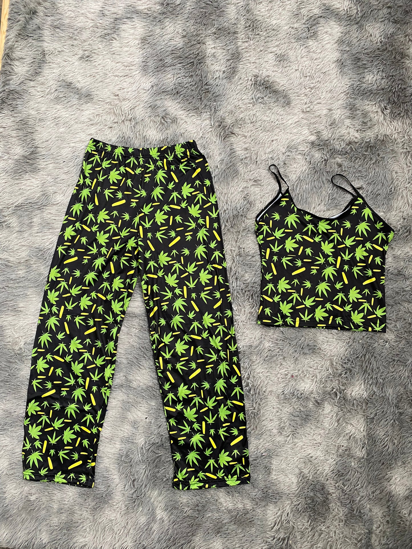 Weed Pajama Top & Pants Set
