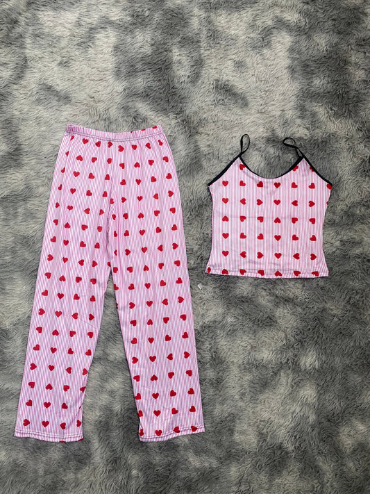 Hearts & Stripes Pajama Top & Pants Set