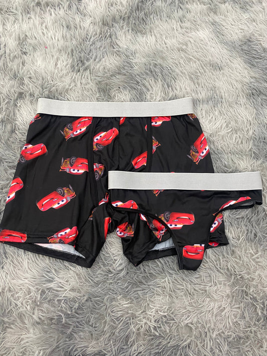 Cars Mcqueen Black Matching Boxer & Thong Set