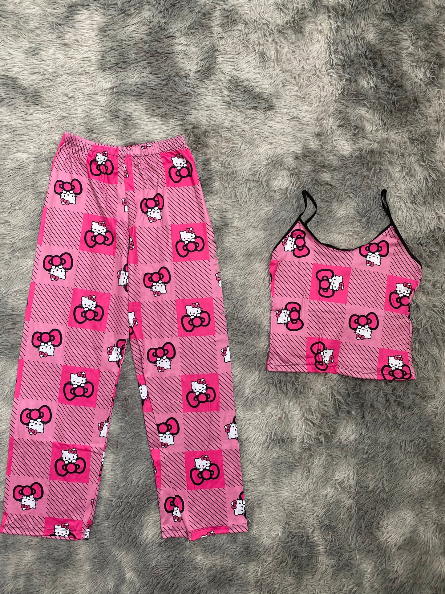 Hello Kitty Pink Plaid Pajama Top & Pants Set