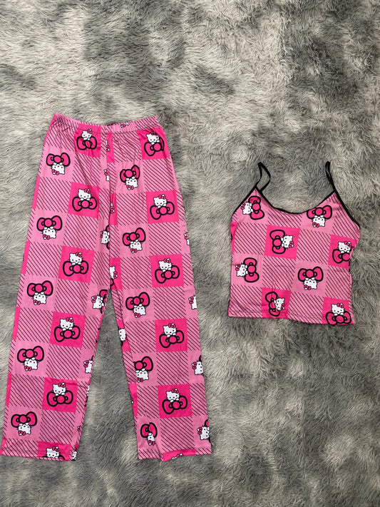 Hello Kitty Plaid Pink Women's Pajama Set