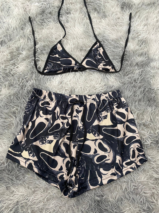 Scream Brown Top & Shorts Set