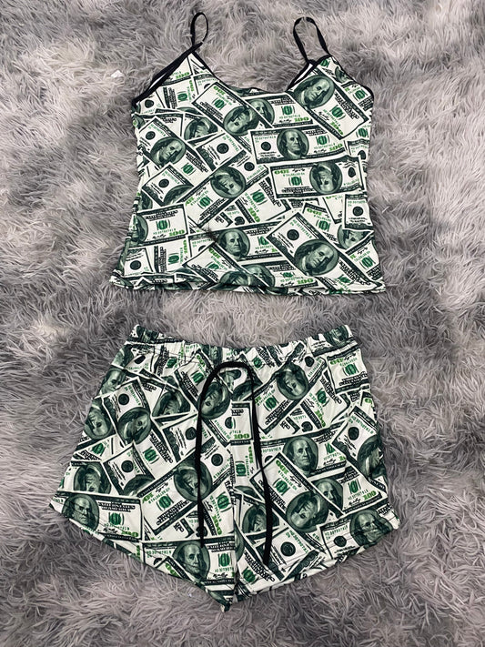 Dollar Pajama Top & Shorts Set