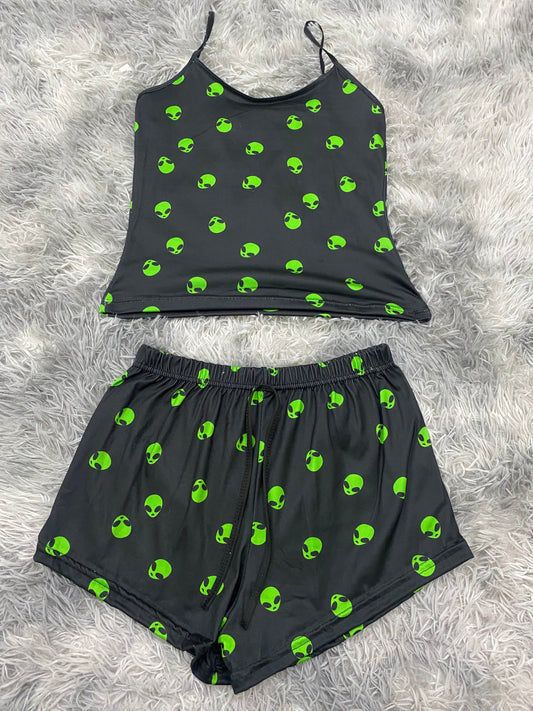 Aliens Pajama Top & Shorts Set