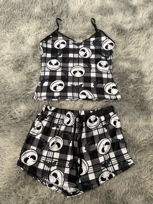 Jack Striped Plaid Pajama Top & Shorts Set