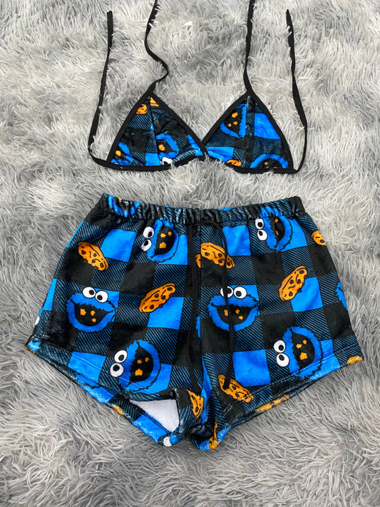 Cookie Monster Top & Shorts Set