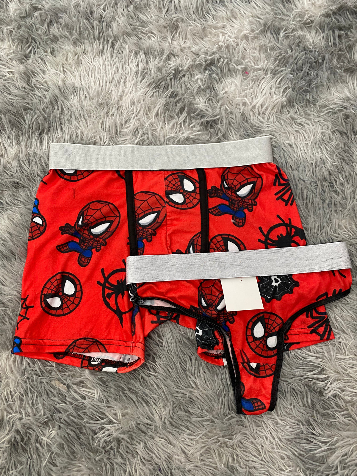 Spider-Man And Web Black Background Red Duo With Thong