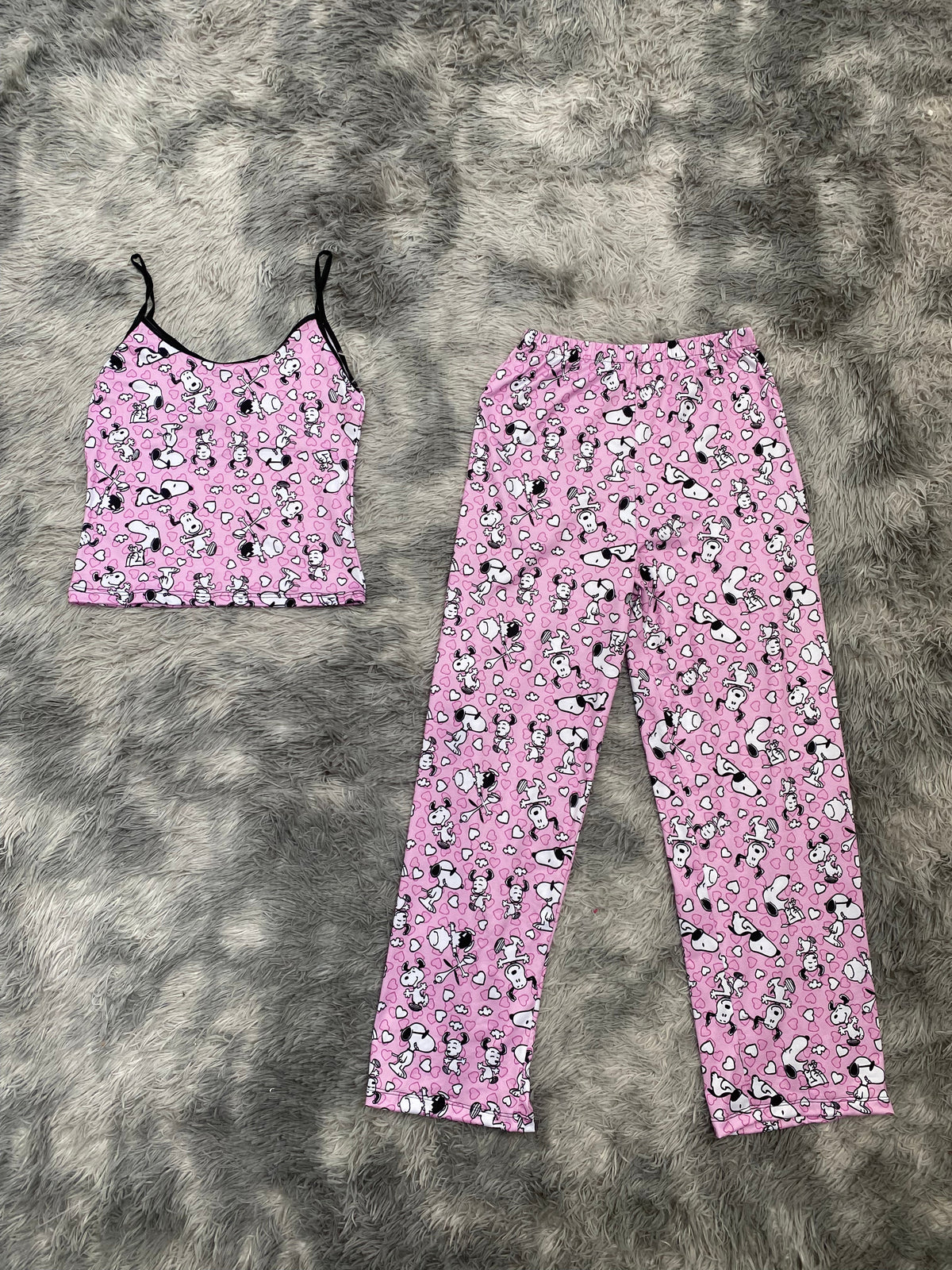 Snoopy Hearts Background Purple Women's Pajama Set