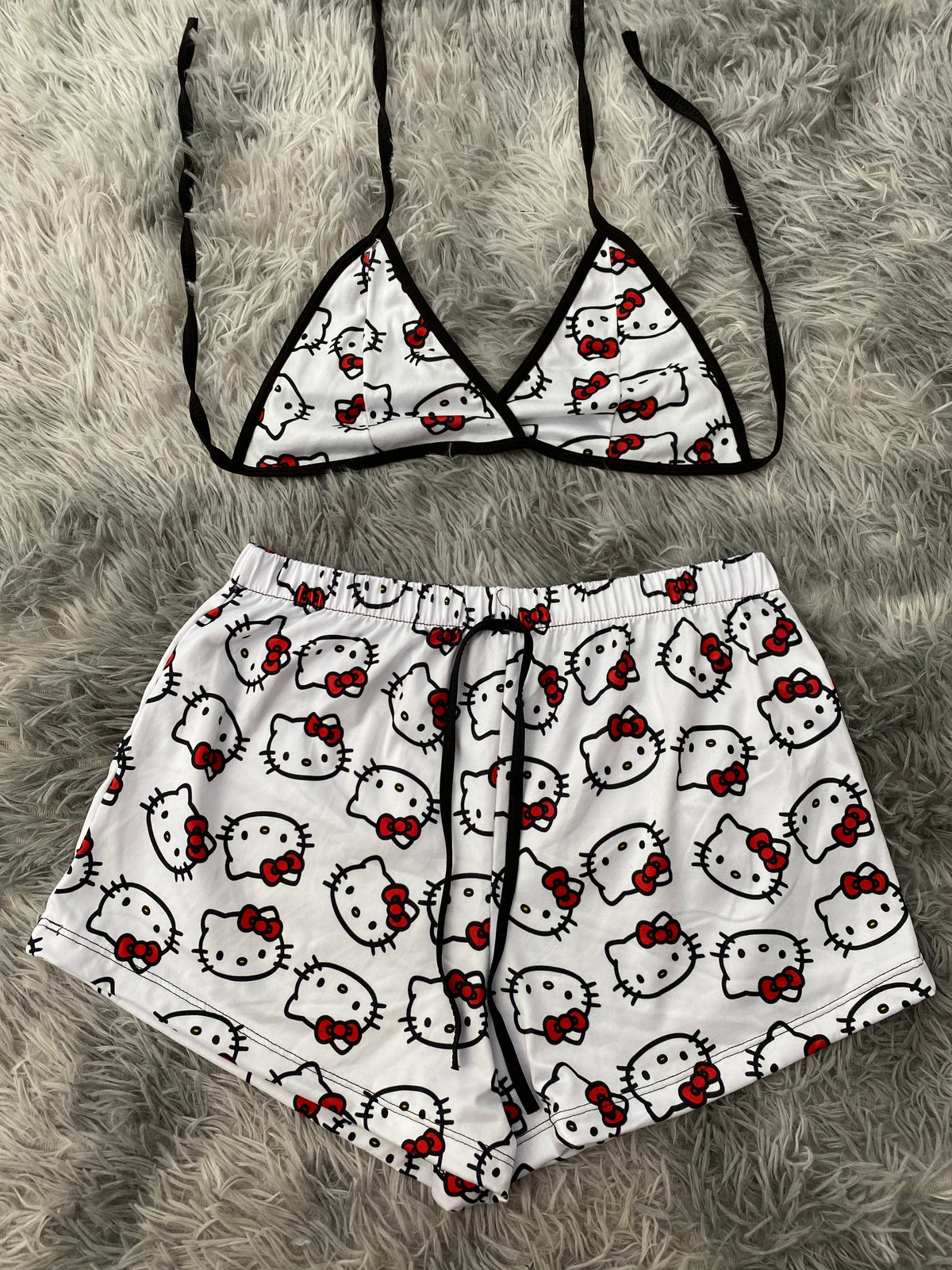 Hello Kitty Faces Background White Matching Top & Short