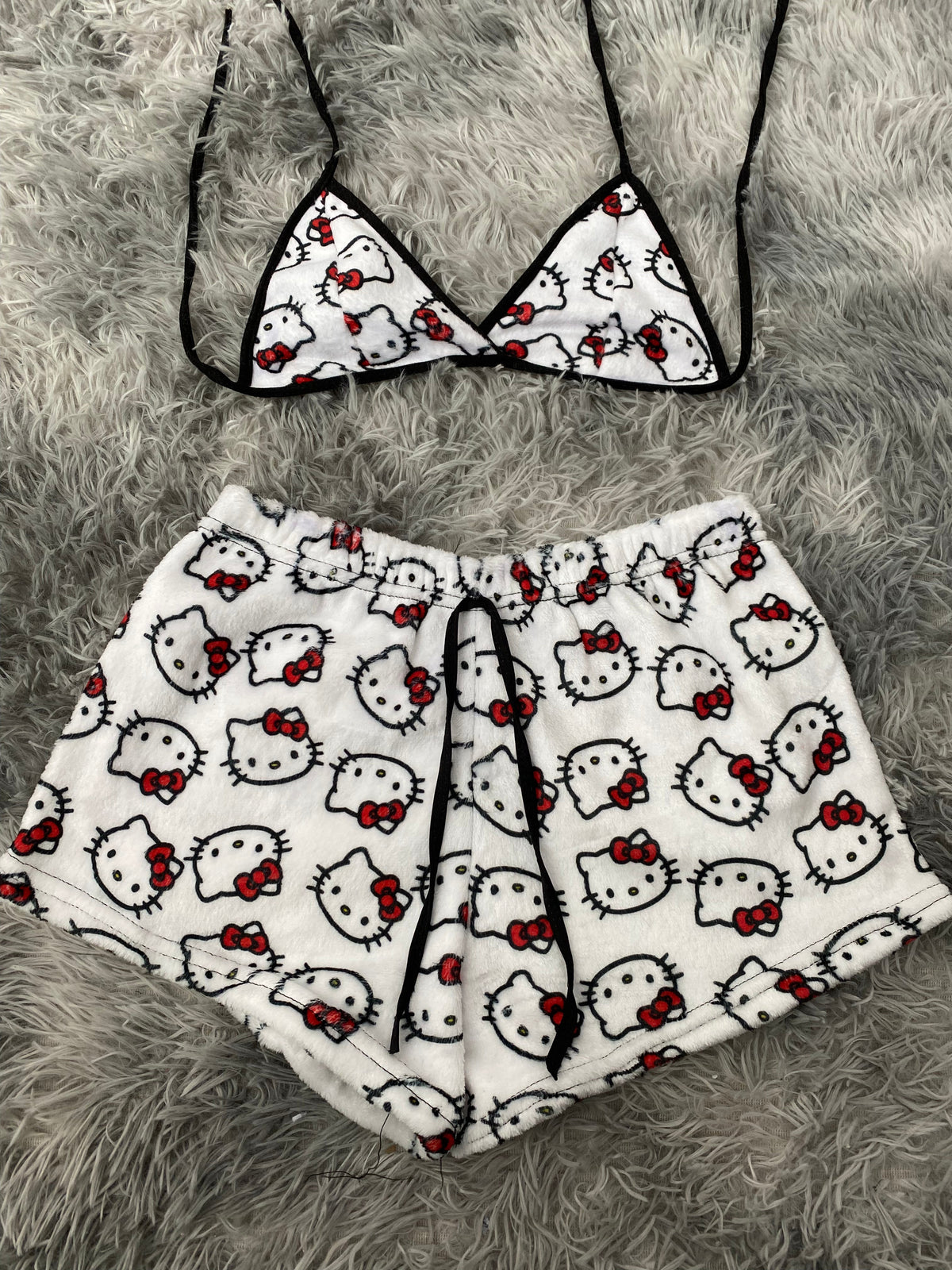 Hello Kitty Faces Background White Matching Top & Short