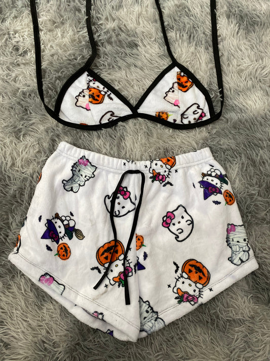 Hello Kitty Halloween Background White Matching Top & Short