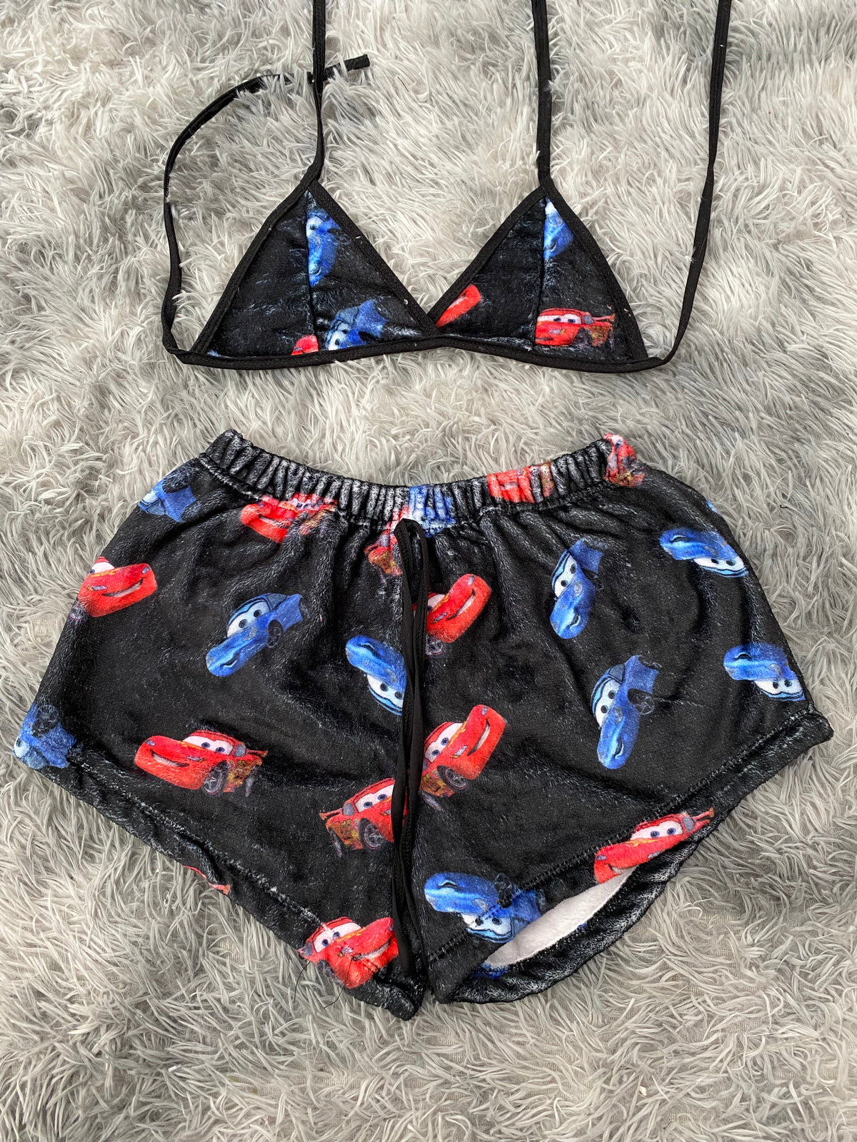 Cars & Cars Black Background Matching Top & Short